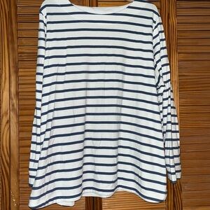 Croft & Barrow Long Sleeve Striped Blue‎ and White Top Size 2X